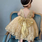 Formal Prom Pageant Wedding Girls Dresses A-Line Knee Length Tutu Ruffle Dress Princess Party Infant Baby Dress 6M Gold B 70
