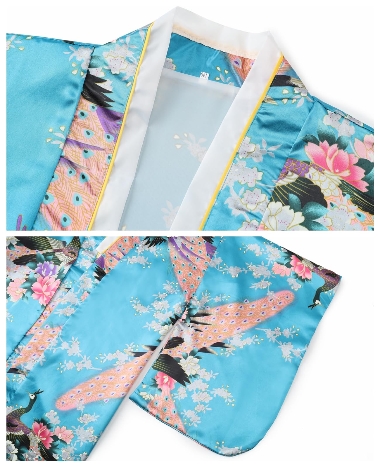Cutey May Japanese Traditional Dress For Girls Costume Kimono For Kids Set (Aqua, 8-9Years(140Cm))