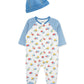 Little Me Clothes for Baby Boys Trucks Footie and Cap Set, Sleeper, Pajamas, Blue Multi, 3 Months