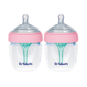 Dr. Talbot'S Silicone Anti-Colic Bottles - (2-Pack) Self-Sterilizing Baby Bottles For Newborns - 5 Oz - Pink