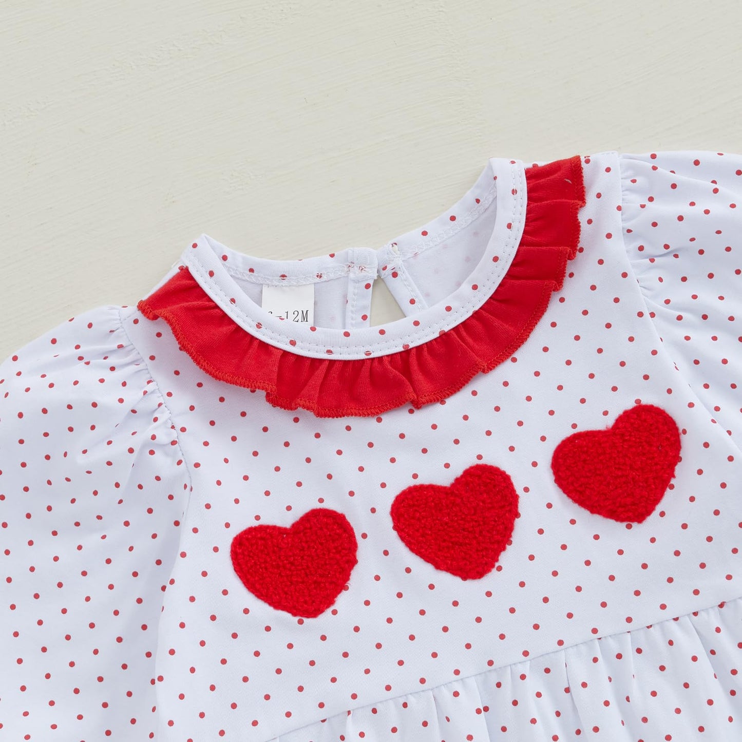 Doisbetthsay Baby Girl Romper Long Sleeve Jumpsuit Hearts Infant Newborn Clothes My First Valentines Baby Girl Outfit (Heart Red