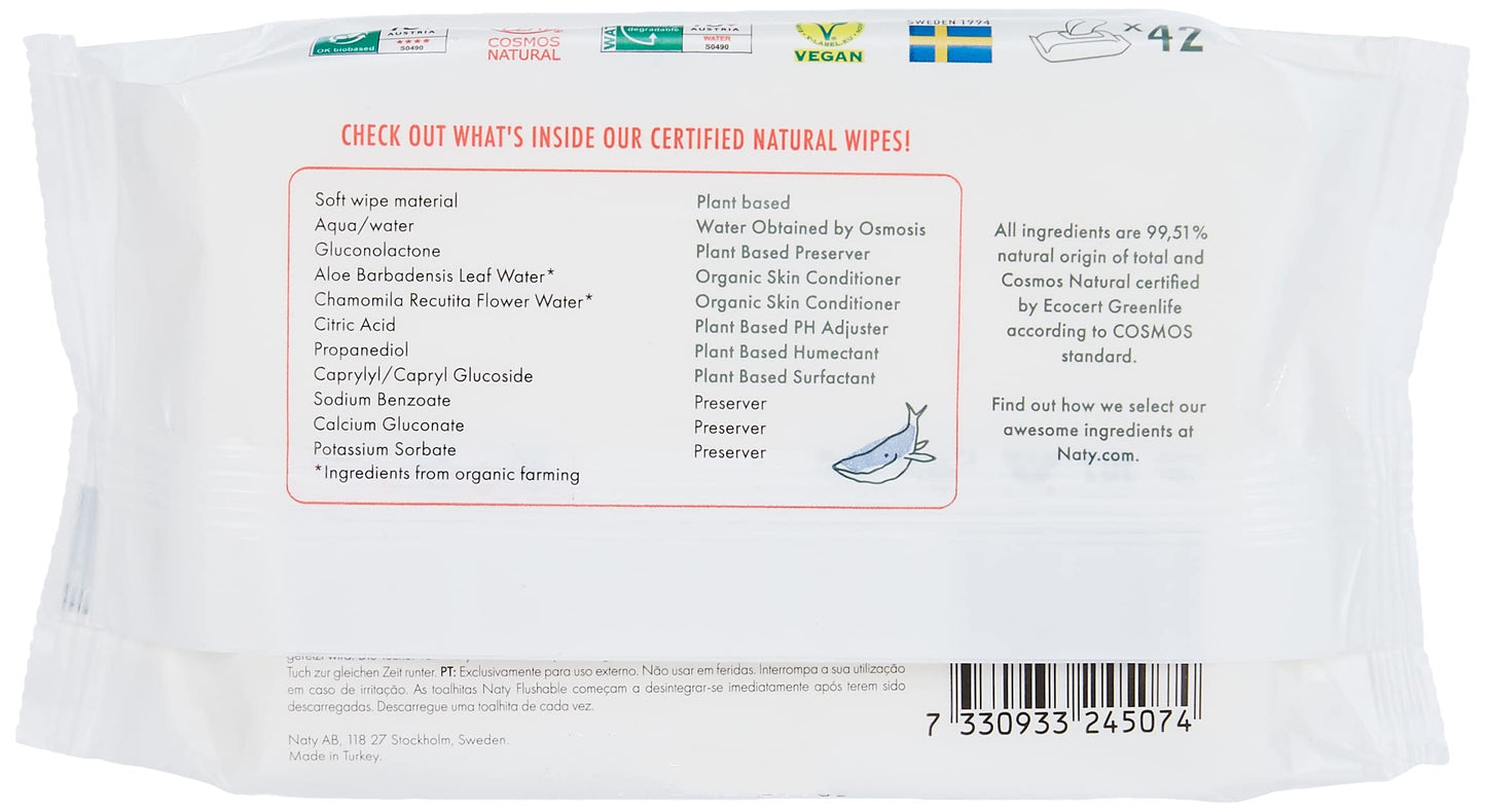 Naty Eco-Sensitive Toddler Wipes - Resealable Top - 42 Ct
