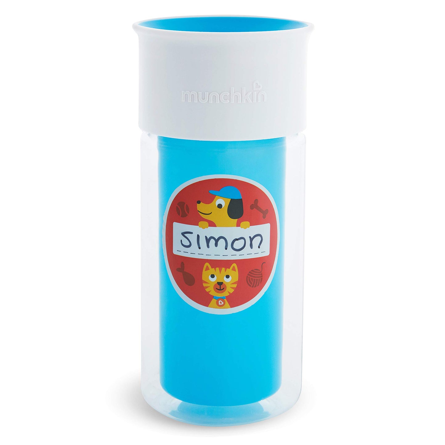 Munchkin Miracle 360 Insulated Sippy Cup, Includes Stickers To Customize Cup, 9 Ounce, Blue