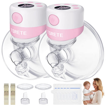 Tsrete Double Wearable Breast Pump, Electric Hands-Free Breast Pumps With 2 Modes, 9 Levels, Lcd Display, Memory Function Rechar