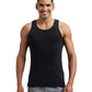 Jockey FP04 Mens Super Combed Cotton Rib Round Neck Sleeveless Vest with Extended Length for Easy Tuck_Black & Neon Blue_M