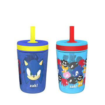 Zak Designs Sonic The Hedgehog Kelso Toddler Cups For Travel Or At Home, 15Oz 2-Pack Durable Plastic Sippy Cups With Leak-Proof