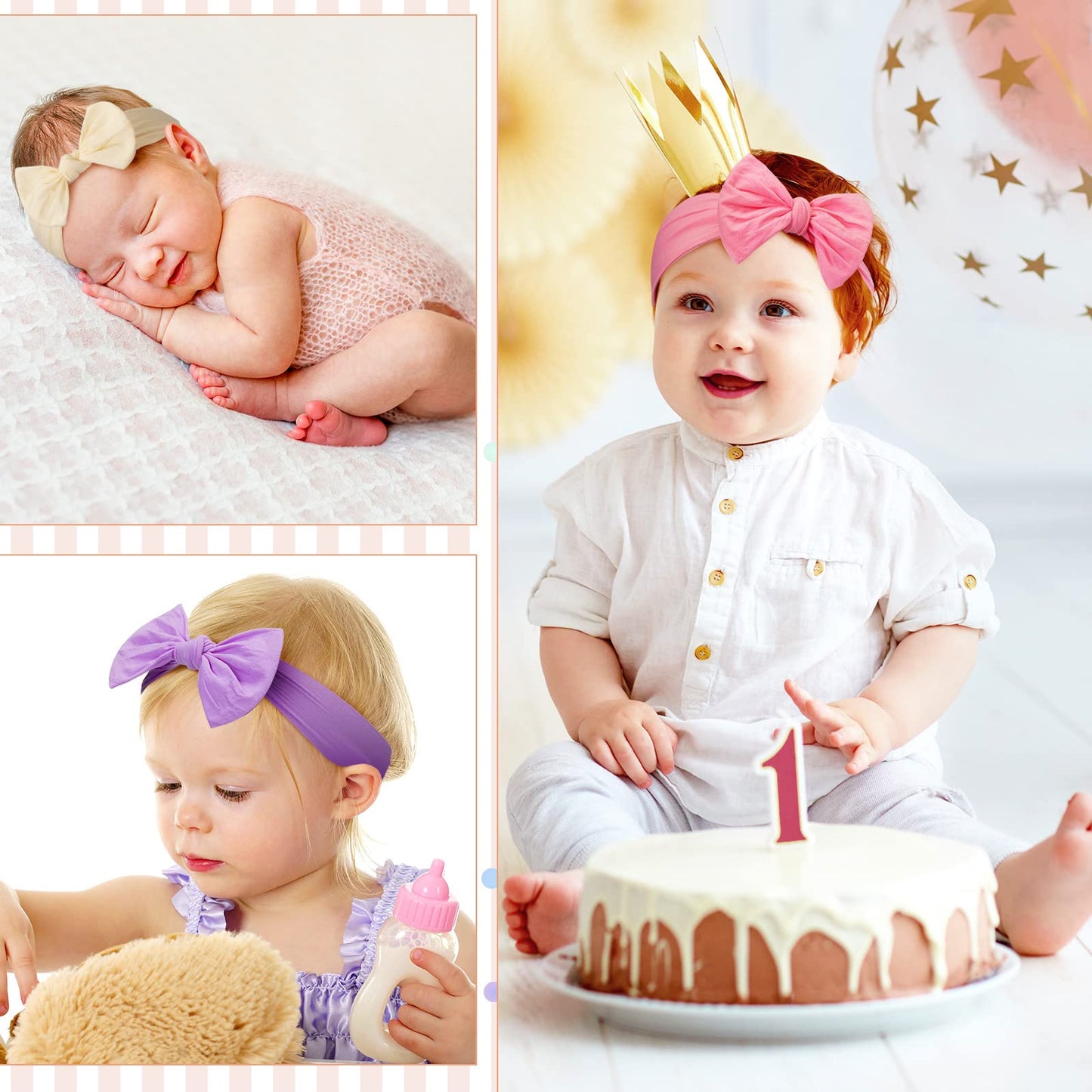 Janinka Baby Girl Hairband, 42 Pcs Nylon Headbands With Bows Knotted Children Soft Hair Accessories For Kids Baby Girls Boys New