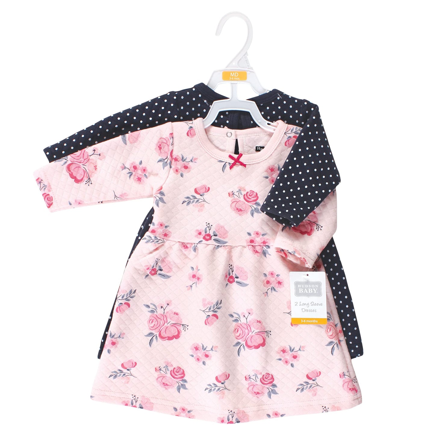 Hudson Baby Girls' Cotton Dresses, Pink And Navy Floral, 12-18 Months