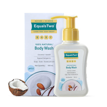 Equalstwo By Zydus Baby Body Wash 100Ml, Tear-Free & Soap-Free, Head To Toe Baby Wash For Bath, Hypoallergenic & Dermatologicall