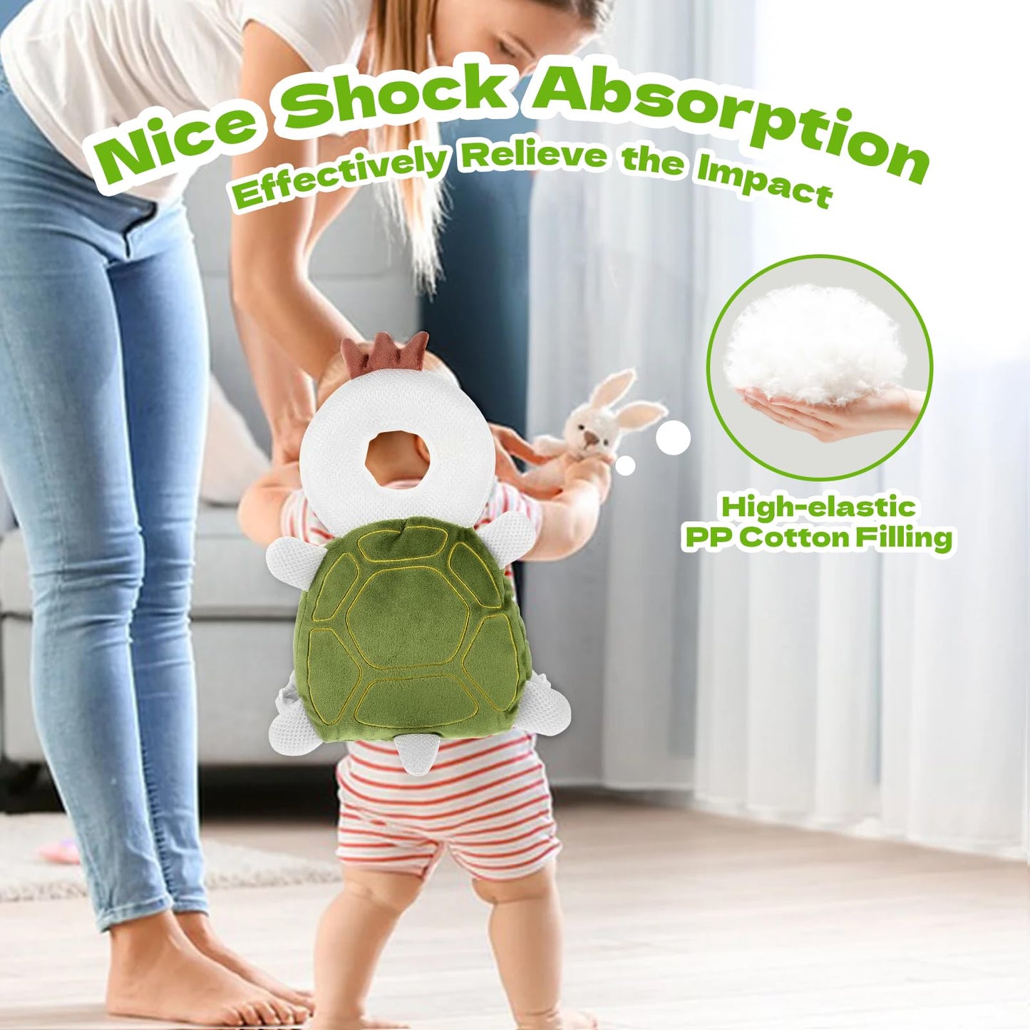 Grnstf Baby Toddler Head Protector, Baby Head Protection Backpack, Adjustable, Lightweight And Breathable (Turtle)