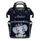 XOZOTY Cute Elephant Diaper Bags Backpack with Name Personalized Baby Bag Travel Tote Bag Gifts for Mom Girl