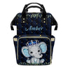 XOZOTY Cute Elephant Diaper Bags Backpack with Name Personalized Baby Bag Travel Tote Bag Gifts for Mom Girl