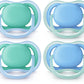 Philips AVENT Ultra Air Pacifier 6-18 Months, Blue/Green, 4 Pack, SCF244/42