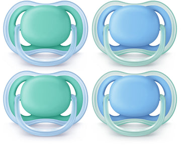 Philips AVENT Ultra Air Pacifier 6-18 Months, Blue/Green, 4 Pack, SCF244/42