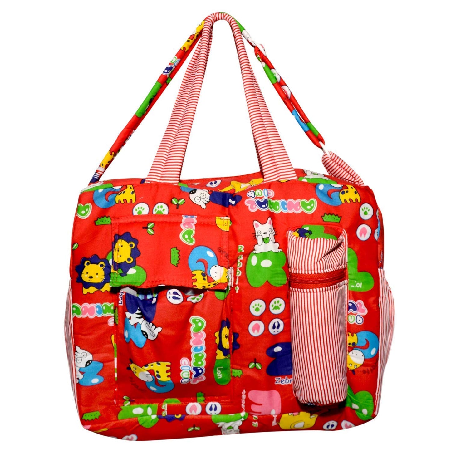 Unique Ideas New Born Baby Multipurpose Polyester Diaper/Mother Bag With Holder Diaper Changing Multi Compartment (Red_Small)(Pa