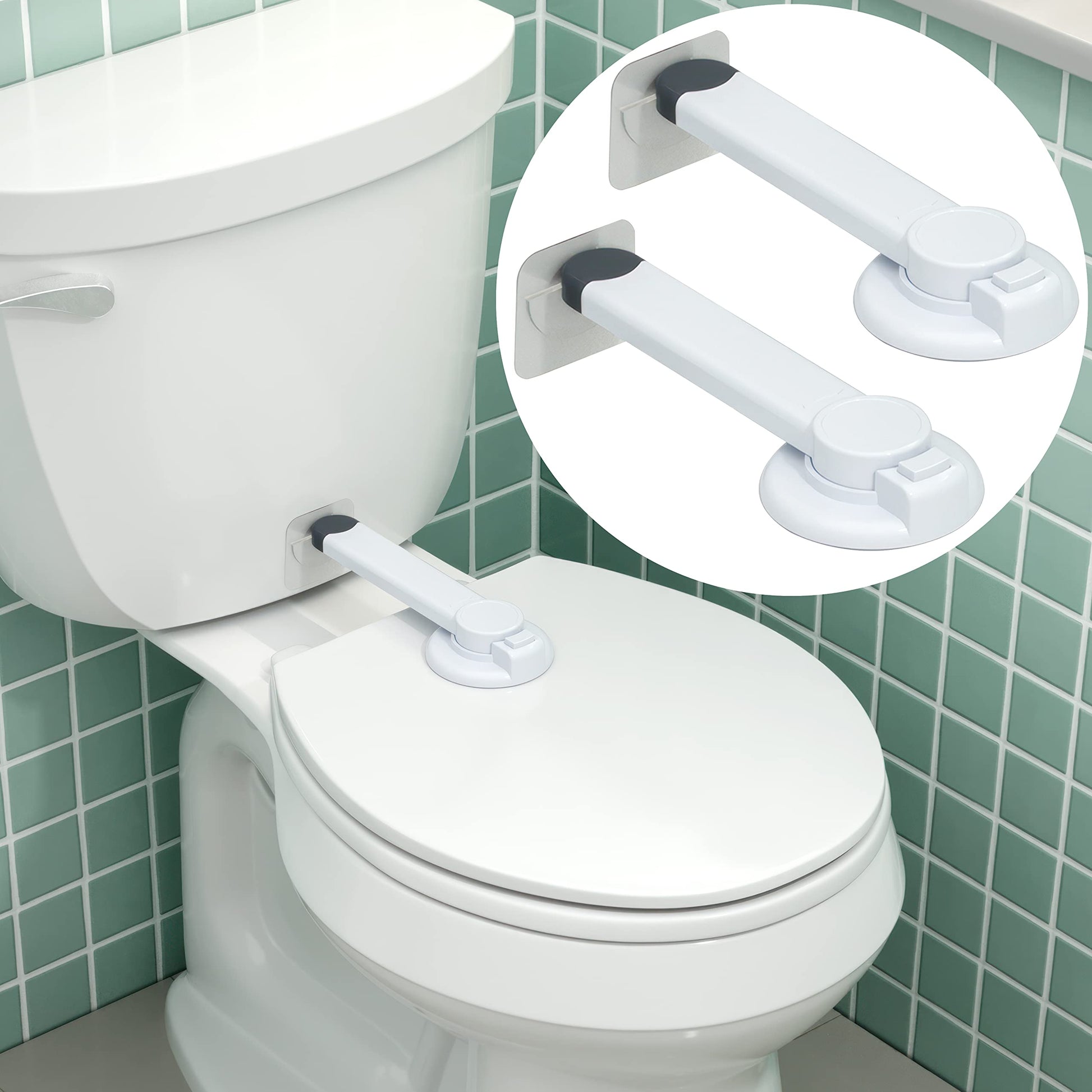 Toilet Locks Baby Proof (2 Pack) Ideal Child Proof Toilet Lid Lock With Arm - No Tools Needed Easy Installation With 3M Adhesive