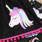 2Pcs/Set Kids Toddler Baby Girl Outfits Long Sleeve T-Shirt Top+Floral Long Pants Fall Clothes (Unicorn Black, 3-4 Years)