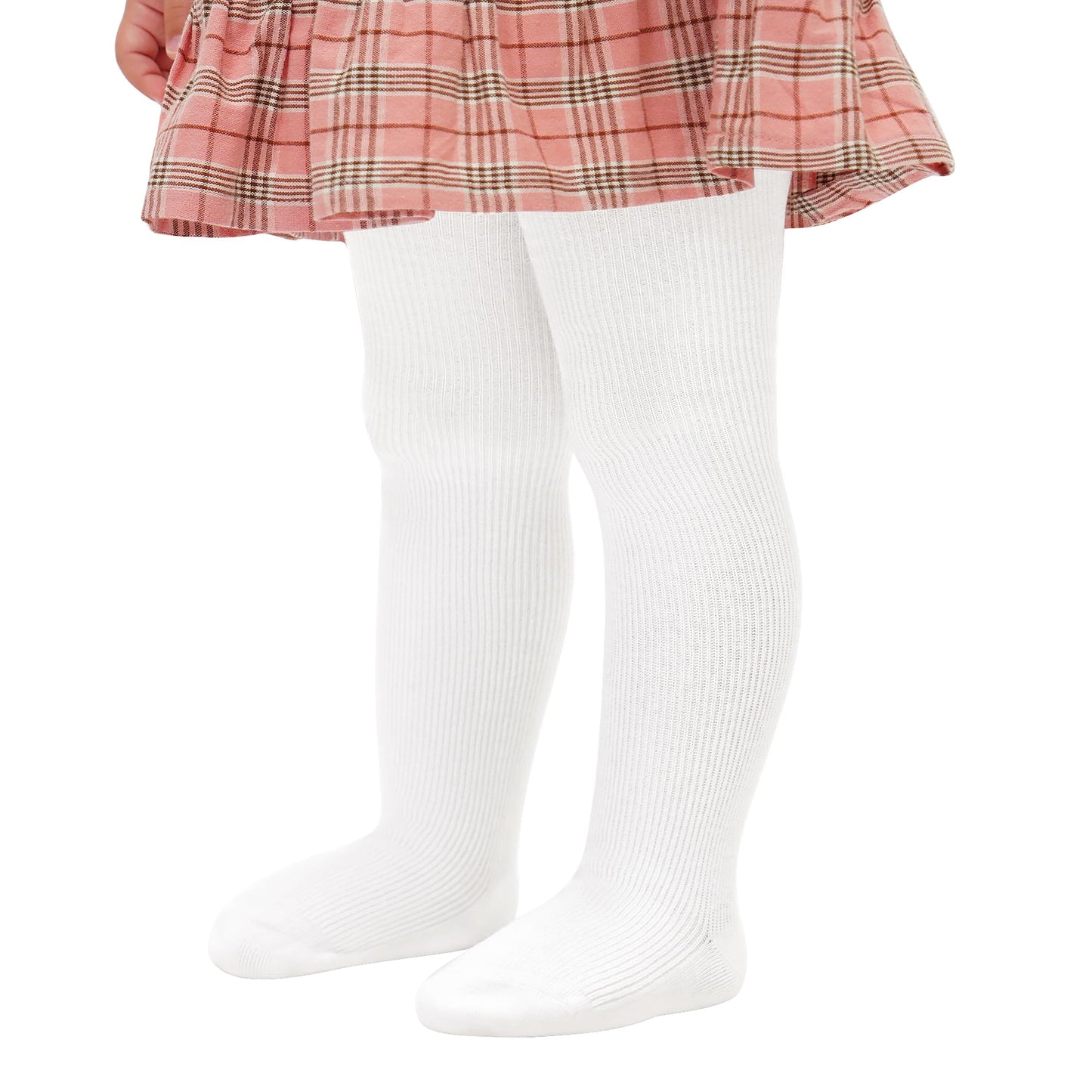 Stelle Toddler Girls Tights Baby Seamless Knit Thick Cotton Leggings Pantyhose(Infants/Kids/Childern)(White,Xxs)