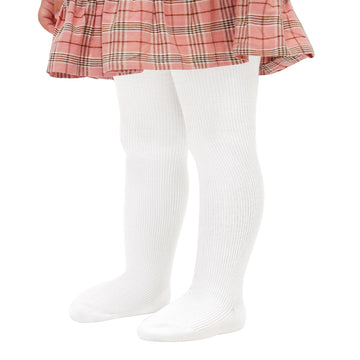 Stelle Toddler Girls Tights Baby Seamless Knit Thick Cotton Leggings Pantyhose(Infants/Kids/Childern)(White,Xxs)