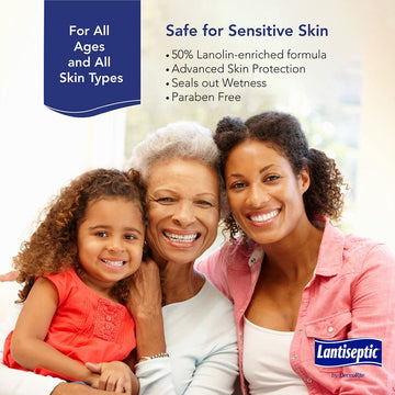 Lantiseptic Moisture Shield Original Skin Protectant - 50% Lanolin Enriched Skin Protectant Barrier Cream For Incontinence - Par