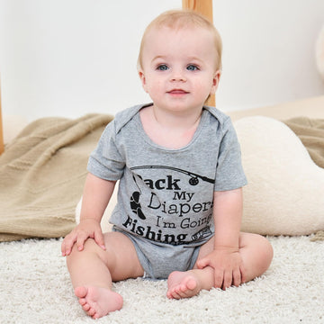 Unicomidea Baby Boys Romper Infant Bodysuit Toddle Short Sleeve Jumpsuit Letter Of Pack My Diapers I M Going Fishing With Daddy