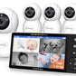 Hellobaby 5.5' 720P Hd Video Baby Monitor No Wifi, 4 Cameras Baby Monitors, Split Screen Remote Pan/Tilt/Zoom Baby Monitor, Wid