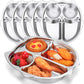 Tioncy 6 Pcs Stainless Steel Kids Plates 4 Sections Divided Unbreakable Dinner Plates Cute Owl Shape Bowls for Babies, Toddlers 
