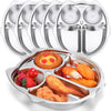 Tioncy 6 Pcs Stainless Steel Kids Plates 4 Sections Divided Unbreakable Dinner Plates Cute Owl Shape Bowls for Babies, Toddlers 