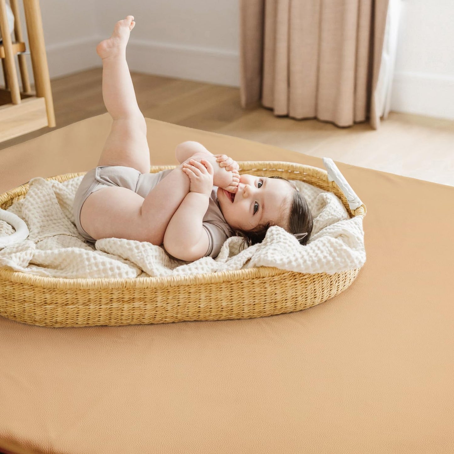 Padded Thick Baby Play Mat - Protective & Super Soft Non Toxic Vegan Leather Floor Mat For Girls And Boys - 50 X 50 Playpen Mats
