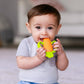 Infantino Lil Nibbles Textured Silicone Baby Teether - Sensory Exploration and Teething Relief with Easy to Hold Handles, Orang