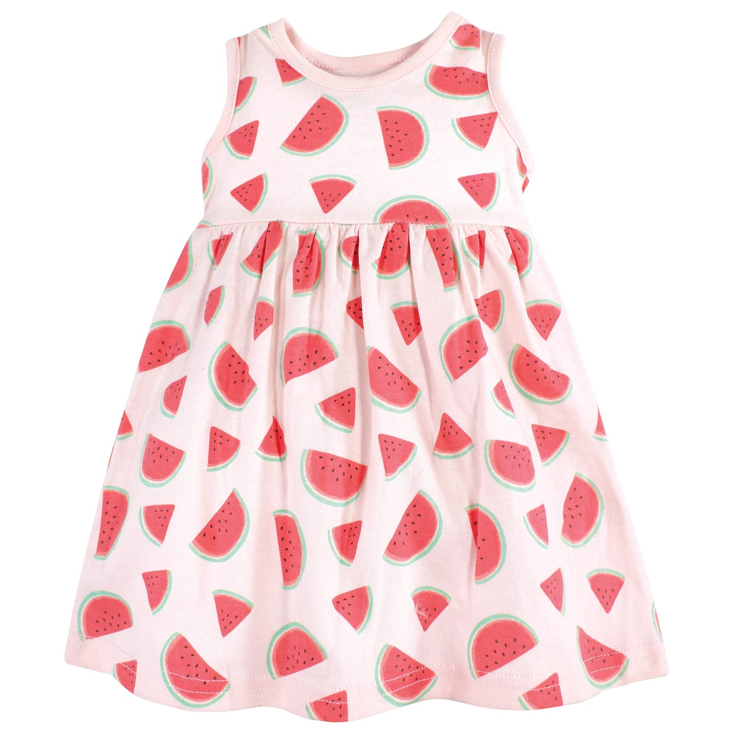Hudson Baby Baby Girls' Cotton Dress And Cardigan Set, Coral Watermelon, 3-6 Months
