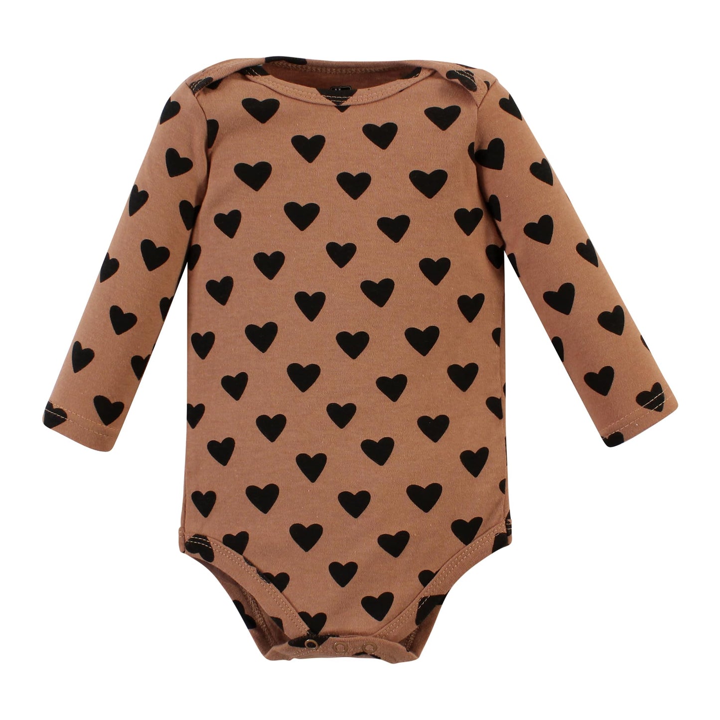 Hudson Baby Unisex Baby Cotton Long-Sleeve Bodysuits, Cinnamon Hearts 5 Pack, 12-18 Months