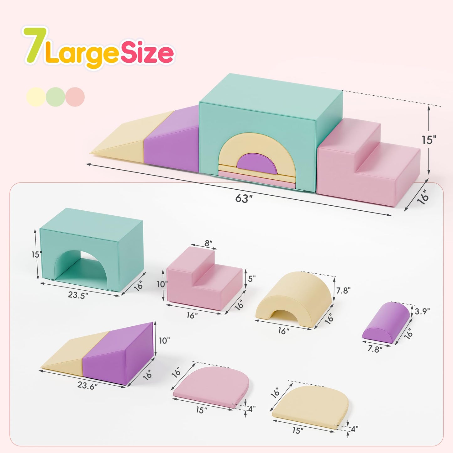 Tolead Soft Foam Climbing Blocks Set - Large 5-In-1 Soft Play Toys Crawling & Sliding Climbing Arch For Toddlers, Foam Playset F