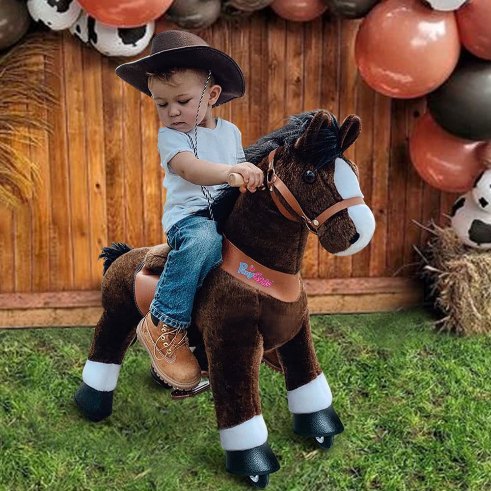 PonyCycle Ride on Horse Toy Walking Rocking Horses Classic Model U (with Brake/ 36 Height/Size 4 for Age 4-8 Boy Gifts) Ride Hor