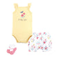Hudson Baby Unisex Baby Bodysuit, Short and Sock, Butterfly Floral Daddy, 3-6 Months