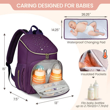 Lovevook Diaper Bag Backpack Large Capacity Baby Bag With Portable Changing Pad, Lightweight Waterproof And Insulated, Multifunc