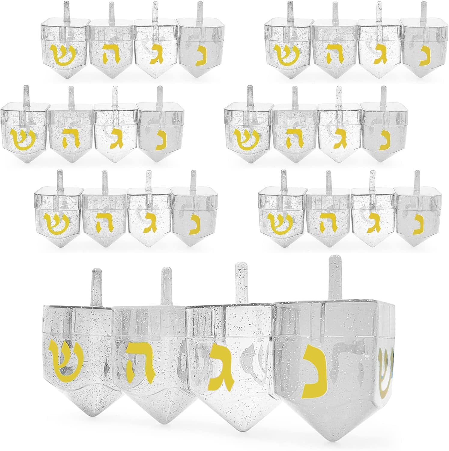 The Dreidel Company Hanukkah Fillable Dreidel Transparent Clear Can Be Filled With Hanukkah Gelt Or Hanukkah Chocolate (96-Pack)