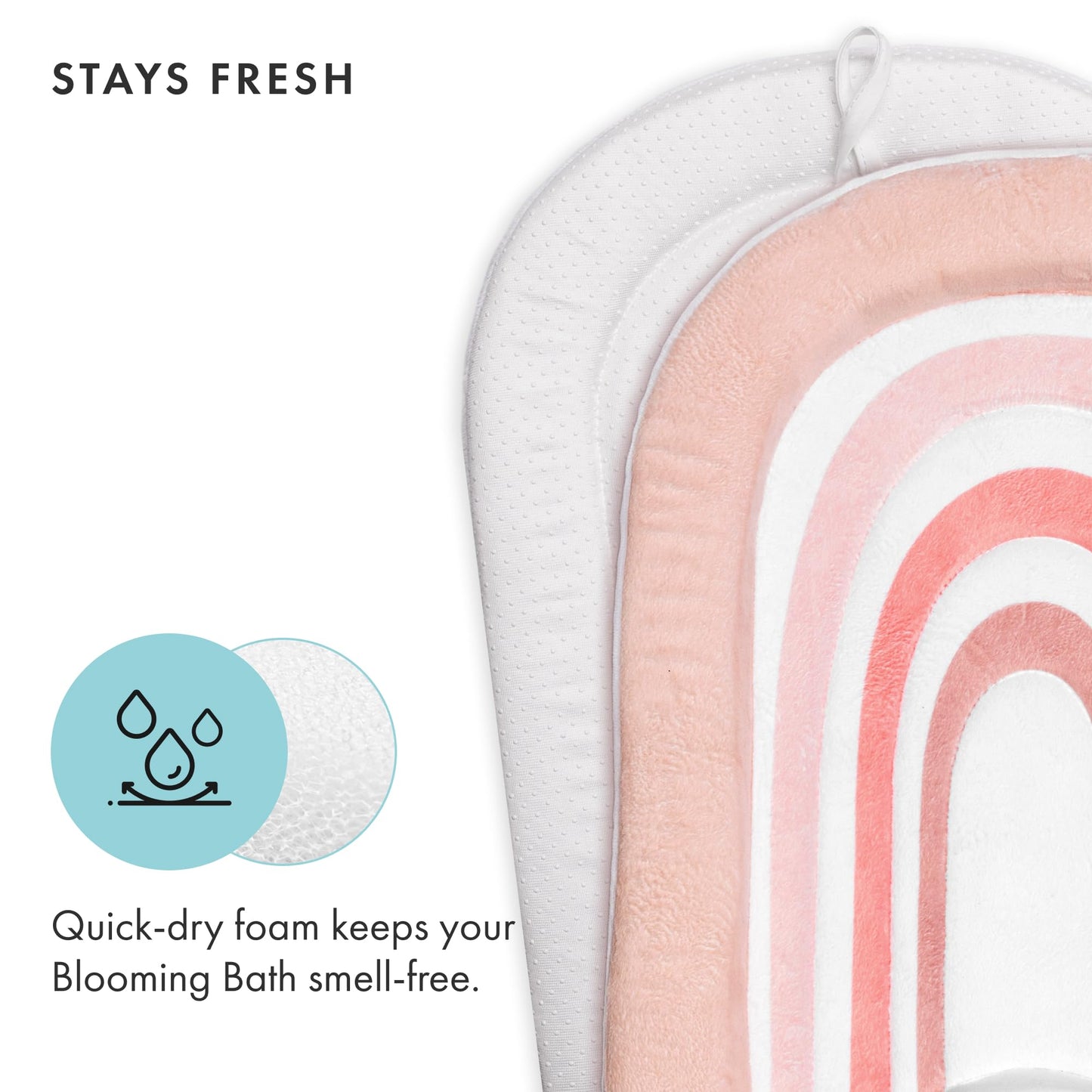 Blooming Bath Rainbow Baby Bath Mat - Sink Bathtub Cushion For Infants - Plush Minky Fabric For Newborn To 6 Months - Washer Saf