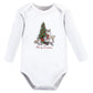 Hudson Baby Unisex Baby Cotton Long-Sleeve Bodysuits, Christmas Forest 3-Pack, 9-12 Months