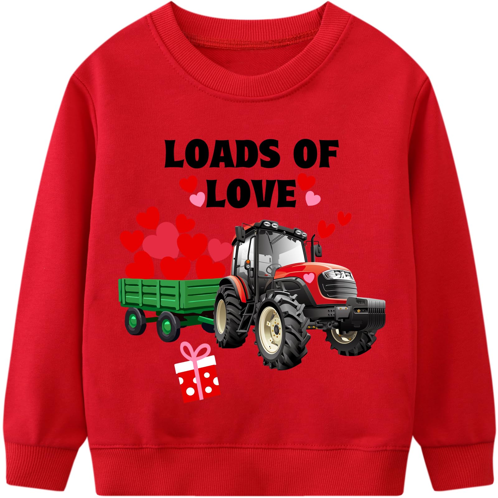 Ddsol Toddler Boy Girl Valentines Sweatshirt Tractor Cotton Long Sleeve Pullover Shirt Loads Of Love Hearts Kid Tee Top Clothes
