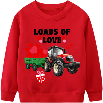 Ddsol Toddler Boy Girl Valentines Sweatshirt Tractor Cotton Long Sleeve Pullover Shirt Loads Of Love Hearts Kid Tee Top Clothes