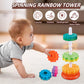 JUXUE Baby Spinning Stacking Toys for Toddlers 1-3, Rainbow Ring Stacker Montessori Toys for Babies 6-12 Months, 1 2 3 One Year