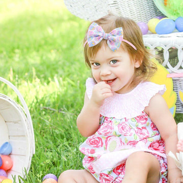 Yanjie Easter Bows For Baby Girls Rabbit Egg Bow For Newborn Infant Easter Bunny Ears Hairbands Nylon Pink Bow Headband Easter H