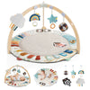 Blissful Diary Baby Play Gym & Activity Mat, 5 Developmental Zones Wooden Tummy Time Mat With 6 Detachable Sensory Toys For Moto