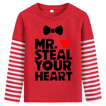 Toddler Boy Girl Valentine'S Day Shirt Mr Steal Your Heart Cotton Long Sleeve Tee Kids Boy Valentine'S Day Top 3T