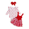 Christmas Baby Girl Outfit Newborn Cute Elk Fly Sleeve Romper Overall Dress Infant Girls Fall Winter Skirt Set (Tulle Valentines