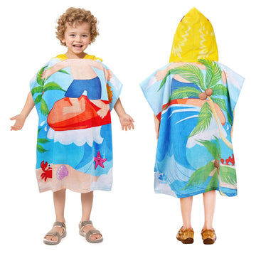 Catalonia Hooded Bath Towel For Boy 2-6 Years Old,100% Cotton Swim Poncho Towel, Sand Proof Beach Pool Towel For Child Kids Todd