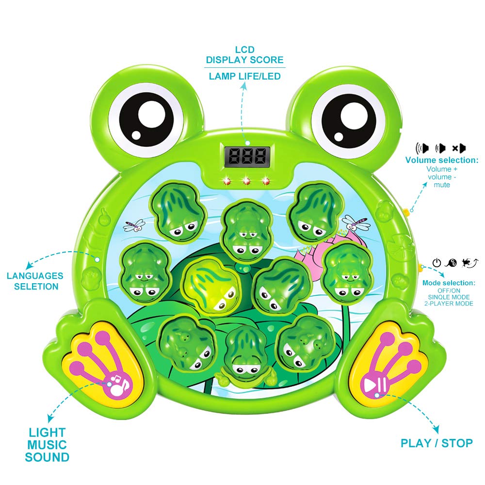 YEEBAY Whack A Frog Game with 2 Hammers, Toddler Early Developmental Learning Toy, Fun Birthday Gift for Kids Age 2+, Toys for 2