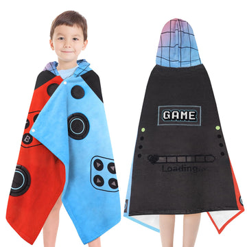 Yzqcckss Hooded Towels for Kids- Ultra Soft 100% Cotton Video Game Gamepad Toddler Hood Bath Towels/Pool Terry Towel Beach Ponch