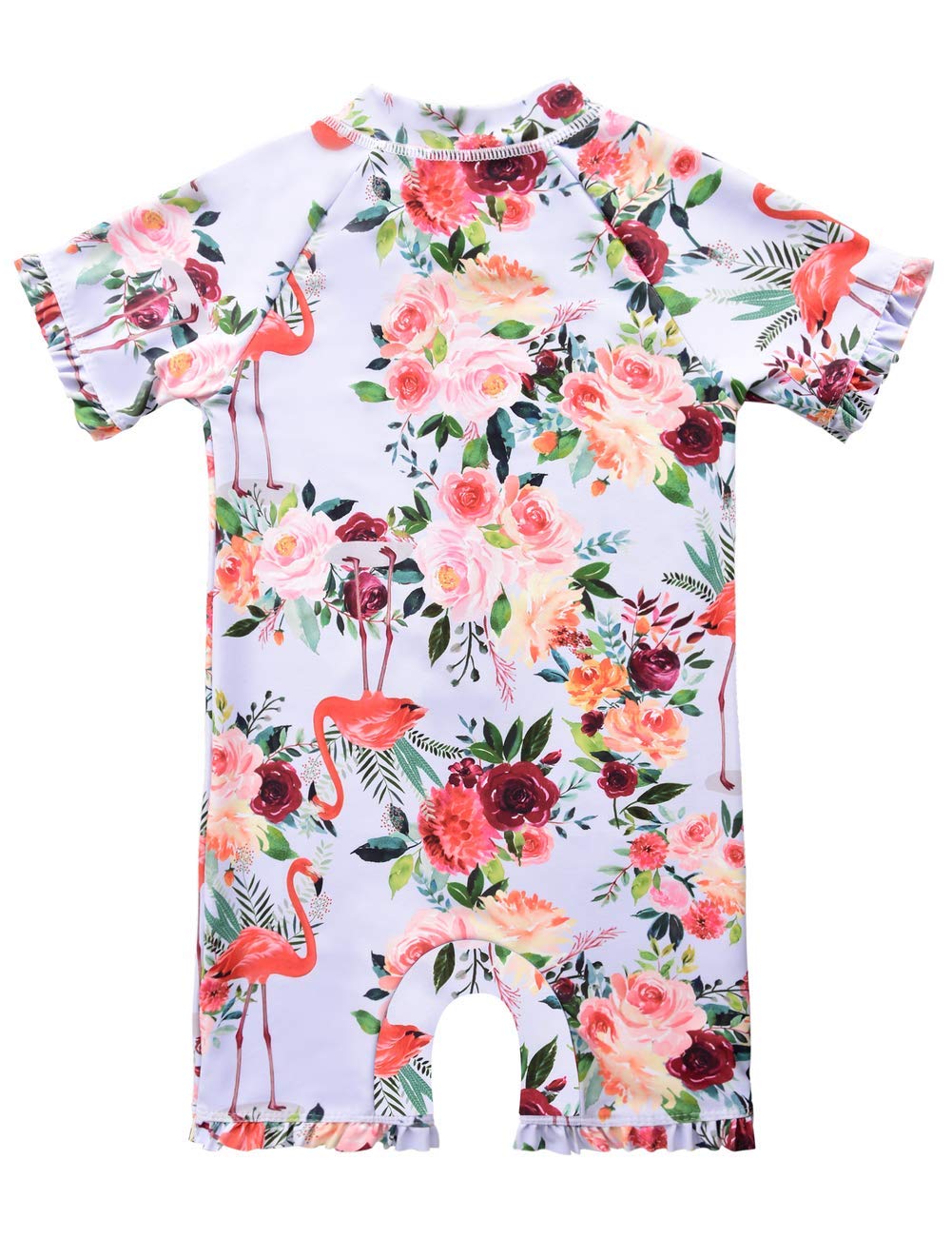 Cadocado Toddler Orange Swimsuit One Piece Rash Guard Shirt Sun Protection Bathing Suit,Flamingo,6-9 Month